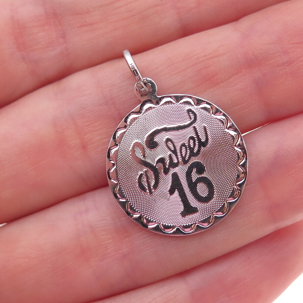 Spencer 925 Sterling Silver Vintage Sweet 16 Charm Pendant